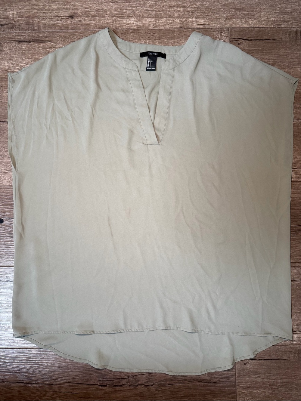 Forever 21 Olive Green Split-Neck Shirt M